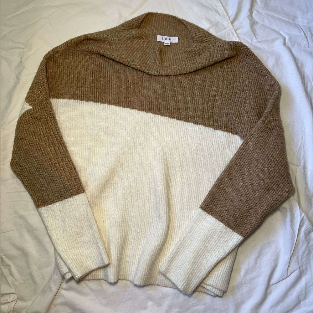 THML Brown & White Oversized Sweater